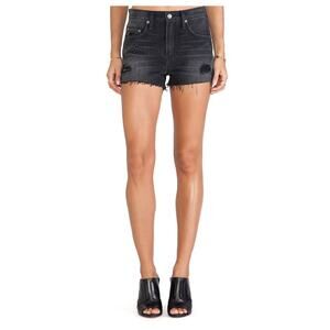 Lovers + Friends Jack Denim Shorts Gramercy Black Distressed Size 26